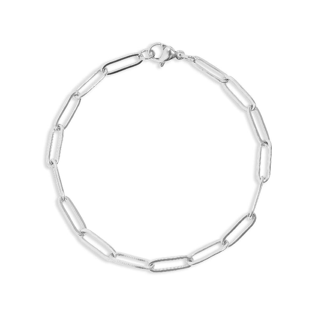 Womens 18K Gold Plated Stainless Steel Link Paperclip Chain Bracelet 7"